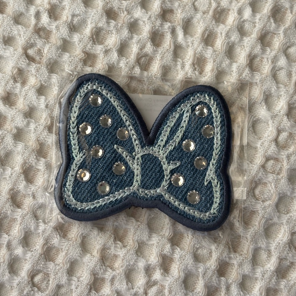 Stoney Clover Lane Denim Disney Minnie Mouse Bow with Crystals Patch